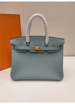 Her.mes Birkin 25/30/35cm Bag Togo Leather In Bleu Lin WAX High